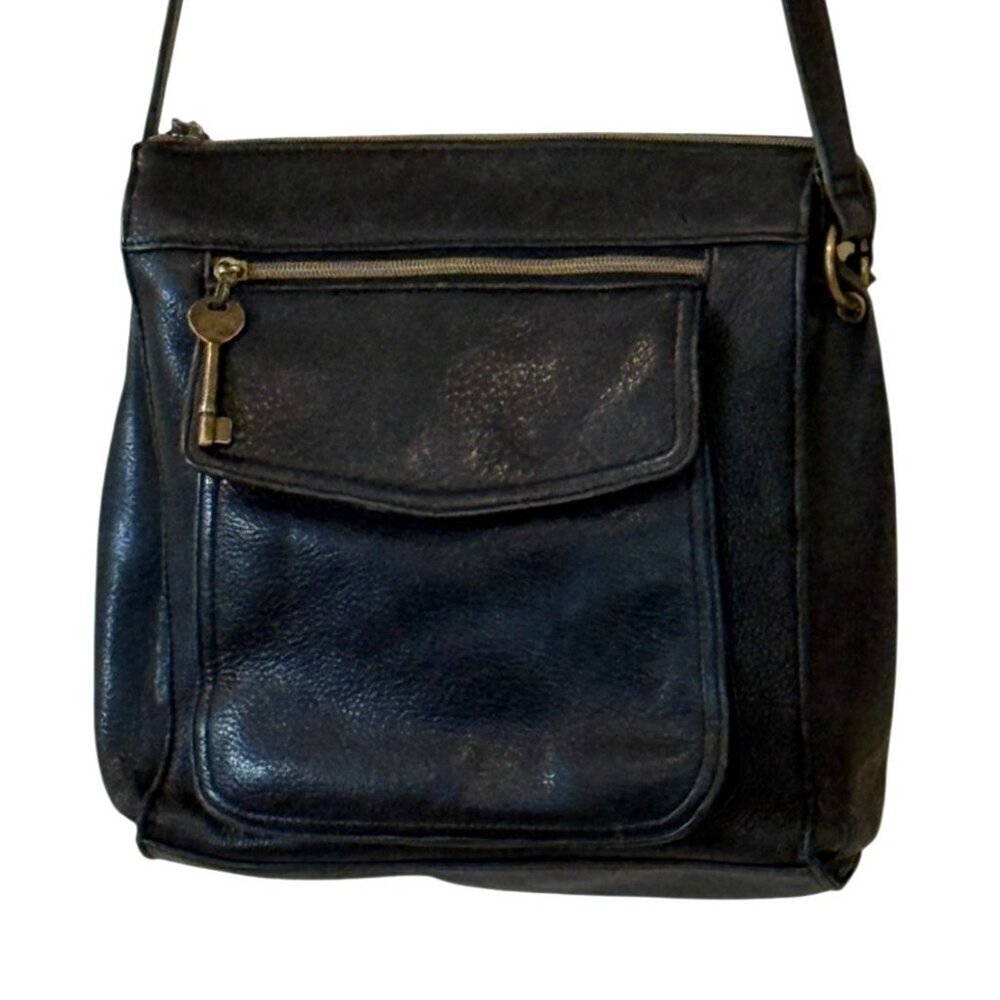 Fossil 1954 Women's Black Leather Crossbody Bag Y2K No. 76082 - Picture 3 of 13